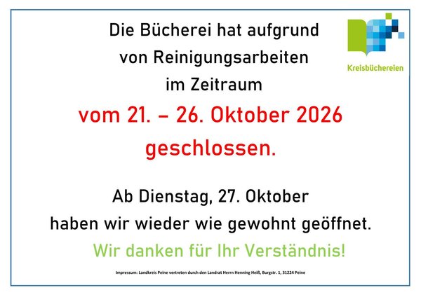 Schlie&szlig;ung Herbstferien KBI